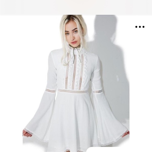 For Love And Lemons White Bell Sleeve Mini Dress - Picture 2 of 6